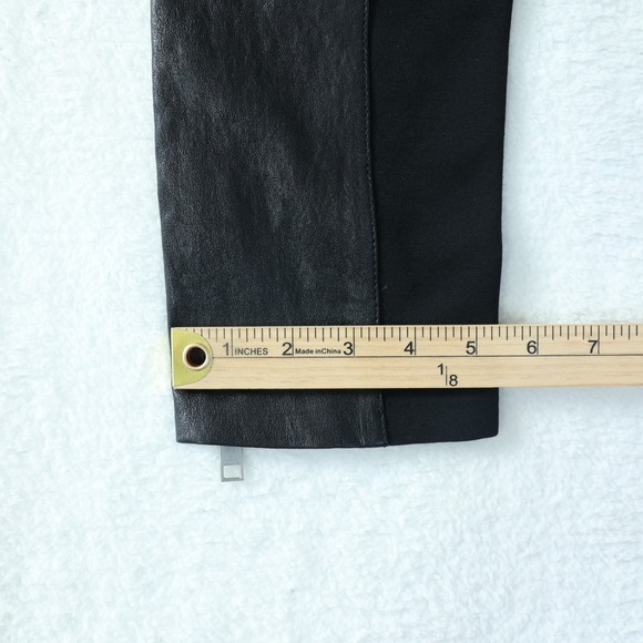 AllSaints Lindsell Biker Pants Women's 29 Black Leather Trim Ankle Zip Skinny - Picture 12 of 13